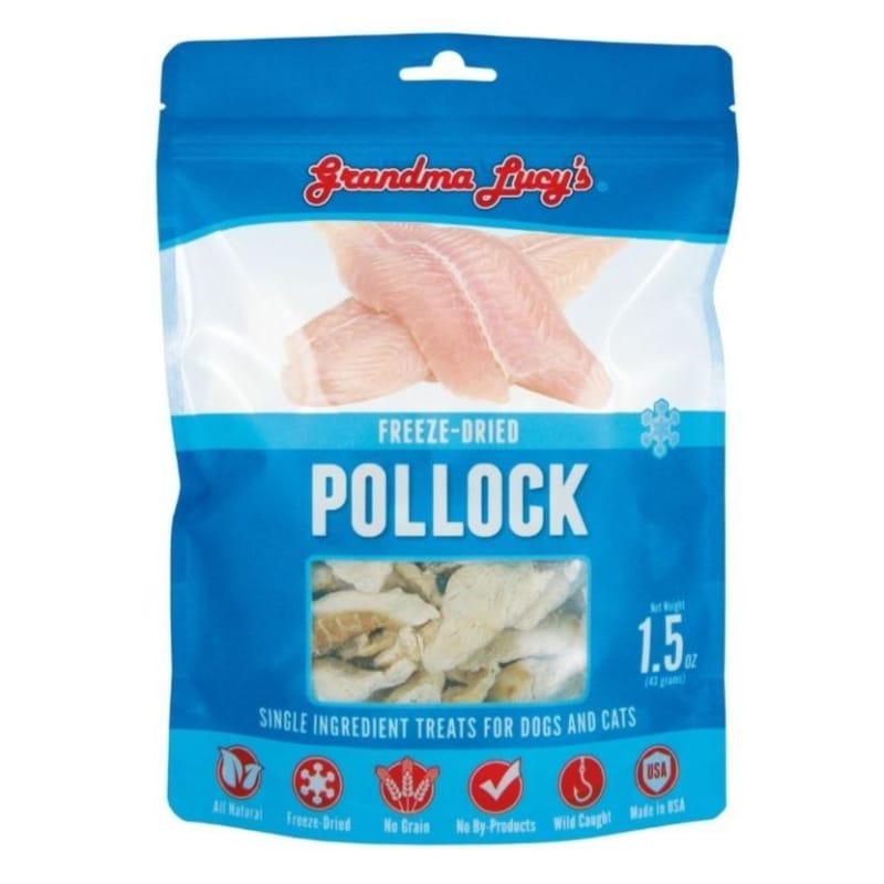 Grandma Lucy's Freeze-Dried Pollock Cat & Dog Treats - Single Ingredient, Grain-Free, 1.5oz - Perfect for Training, Rewards & Sensitive Stomachs