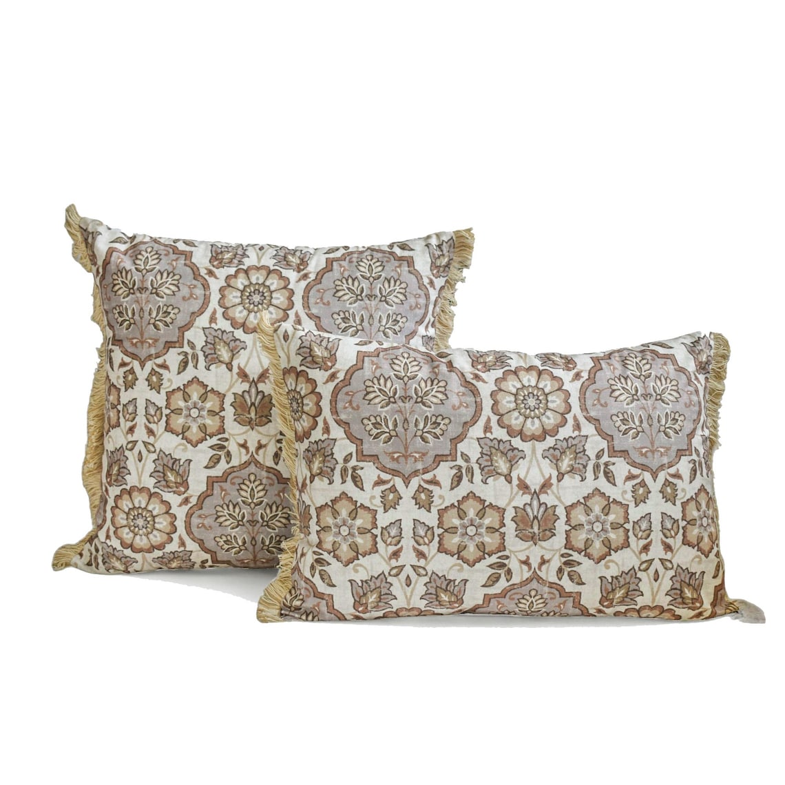Autumn Hearth Beige & Gray Velvet Decorative Lumbar Pillow Cover - Soft Couch Throw Pillow Case for Living Room, Bedroom & Home Decor