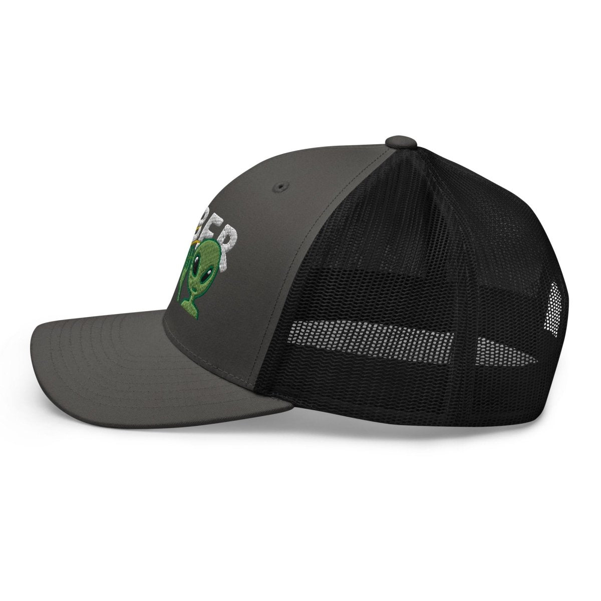 Galactic Sobriety Alien Embroidered Trucker Hat - Cool Novelty Baseball Cap for Men & Women - Perfect for Cosplay, Rave Parties & Streetwear Fashion