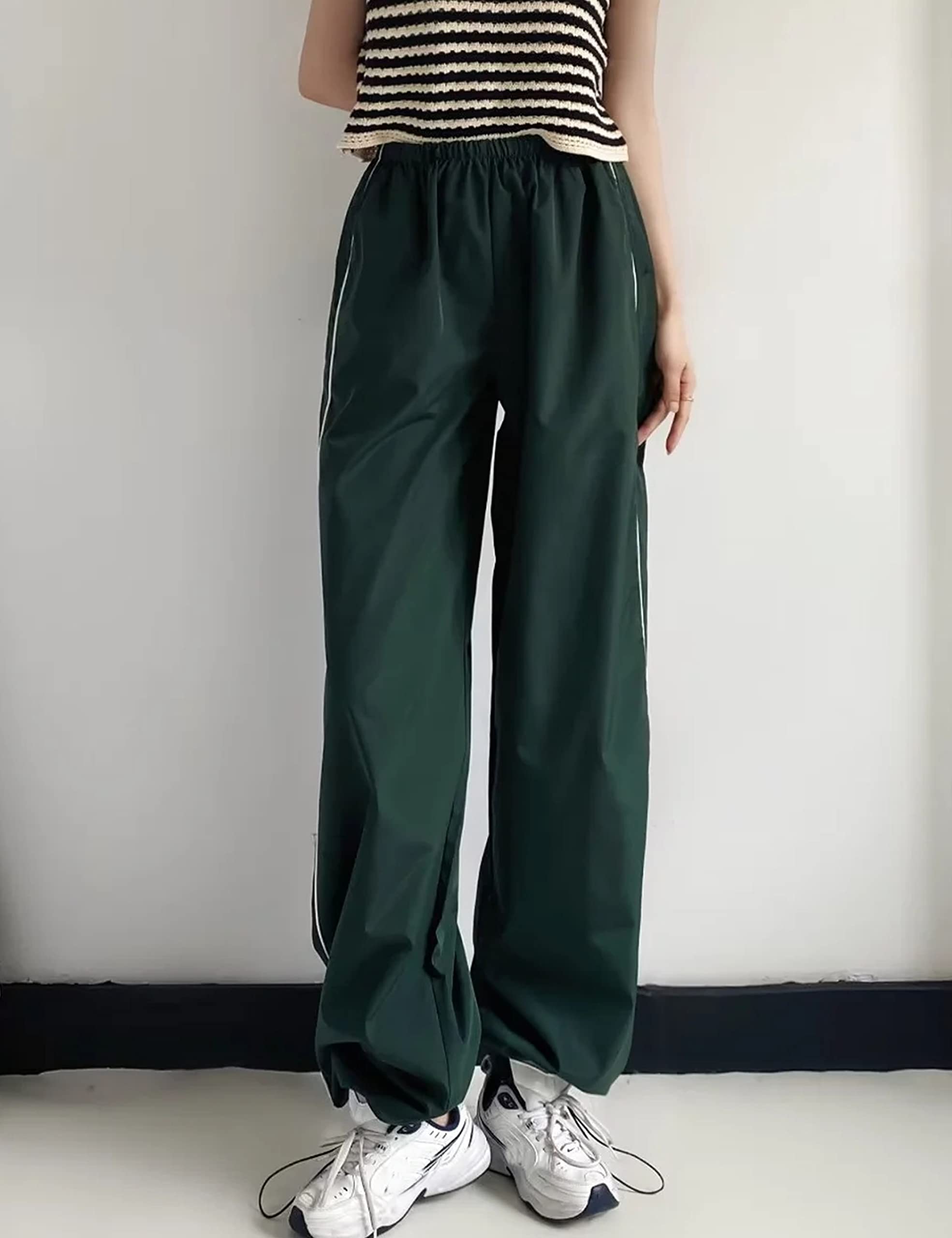 Women's Baggy Parachute Pants - Y2K Wide Leg Elastic Waist Sweatpants for Streetwear & Casual Outfits | Perfect for Lounge, Gym, and Retro Fashion Styles