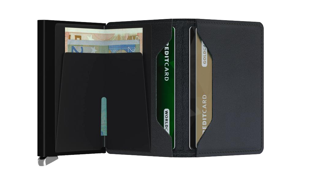 SECRID Premium Slim Wallet - RFID Blocking Leather Card Holder with Embossed Lines, Black - Perfect for Travel, Business & Everyday Use