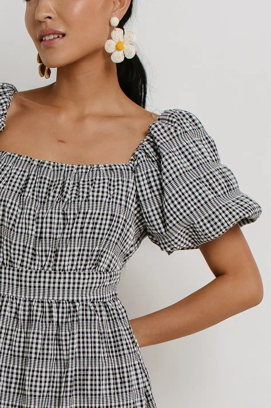 Laney Black Gingham Dress for Women - Casual Summer Dress for Picnics, Dates & Outdoor Events
