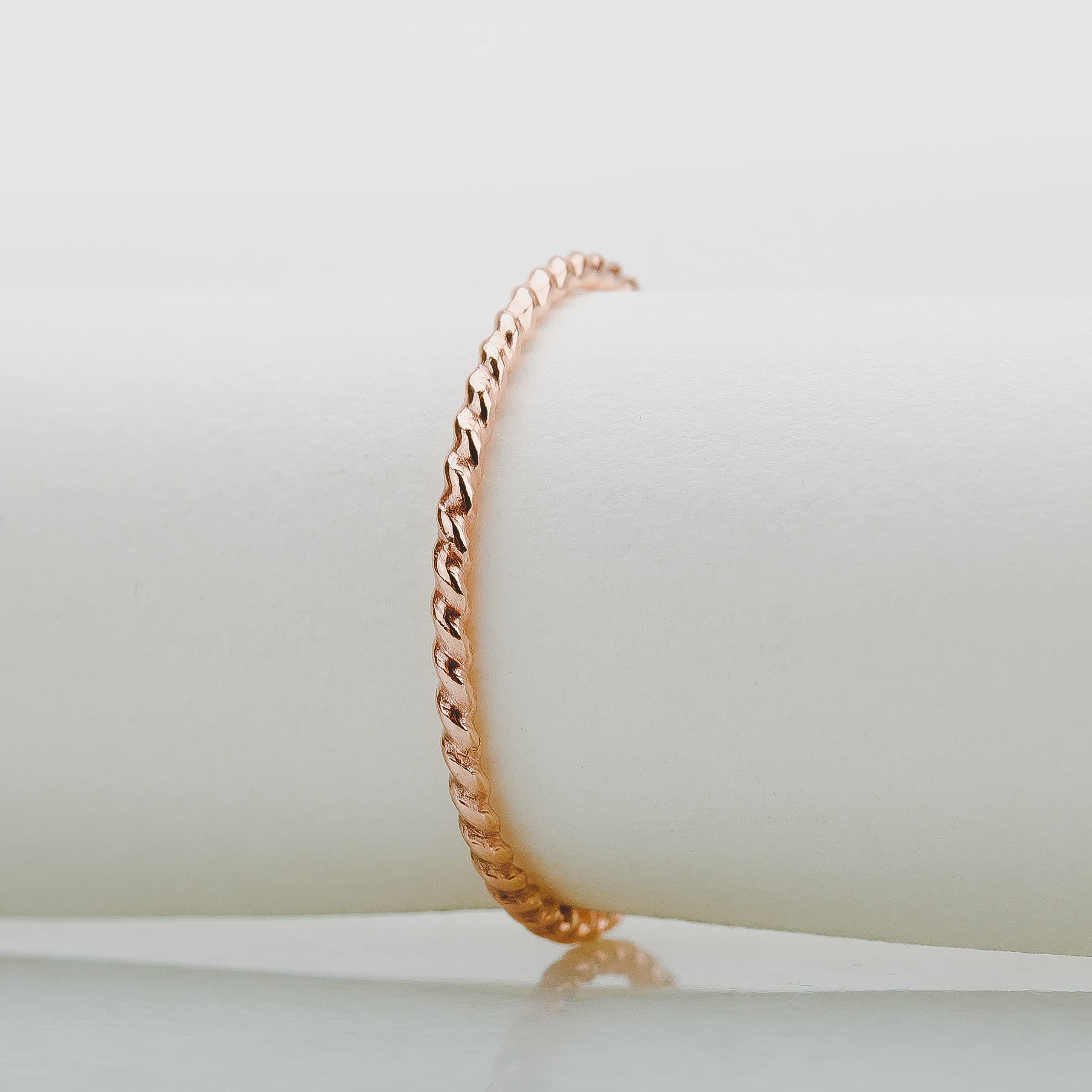1mm Thin Twisted Rope Stacking Ring in 14K Gold, Rose Gold or Silver | Comfort Fit Band for Women | Sizes 2-12 | Perfect for Layering, Everyday Wear & Gift Giving
