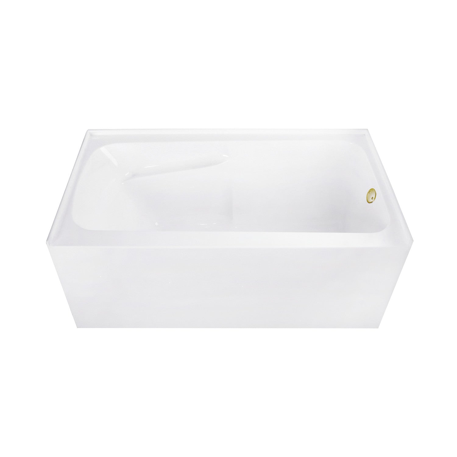 Aqua Eden 54 Inch Acrylic Rectangular 3 Wall Alcove Bathtub with Armrests - Right Hand Drain, Glossy White & Brushed Brass Finish | Freestanding Soaking Tub for Modern Bathroom, Spa Relaxation & Luxury Home Decor