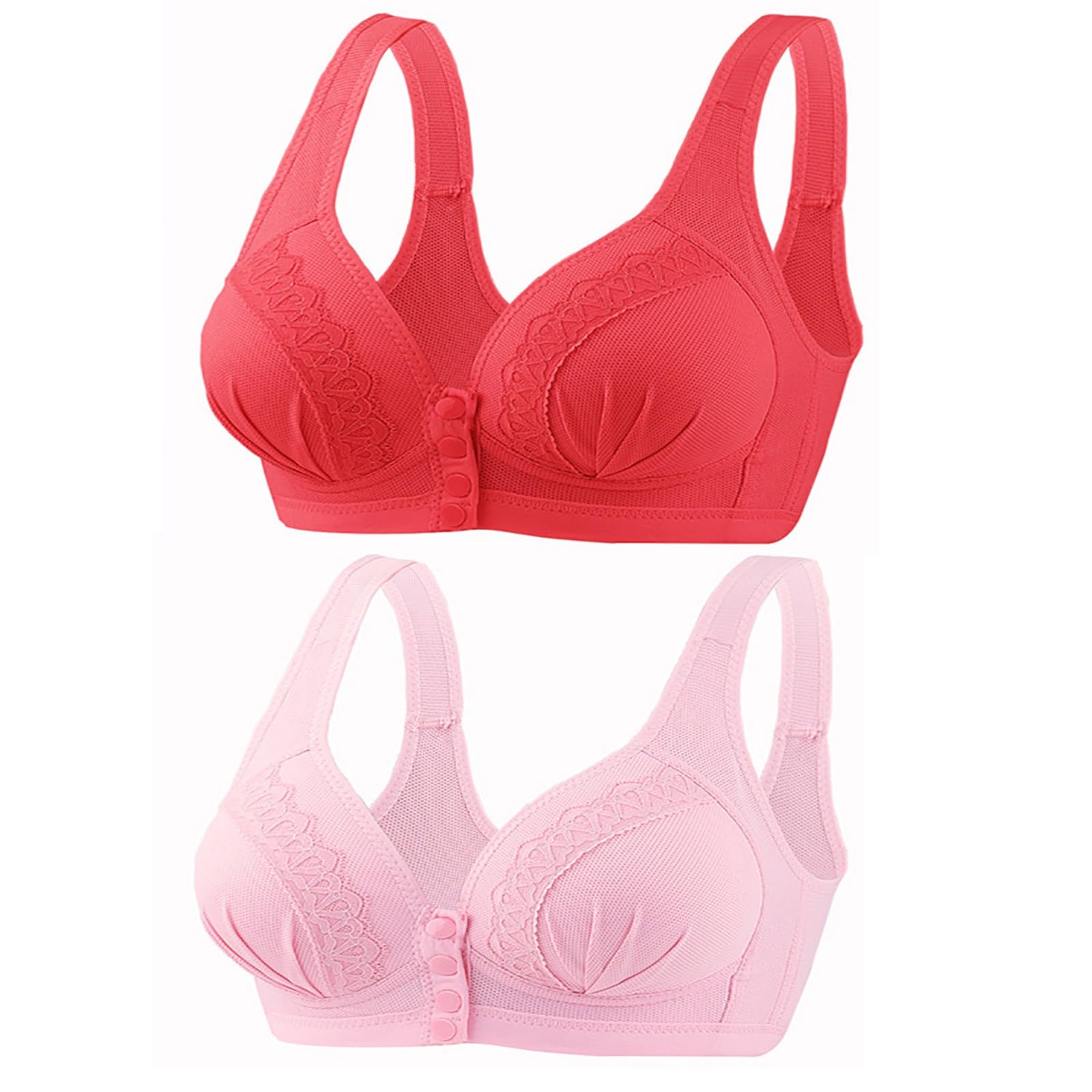 AMhomely 3PC Front Closure Sports Bras for Women - Wireless Soft Full Coverage Push Up Yoga Bras for Running, Gym & Lounge Wear - Comfortable Lift Support for Active Lifestyle