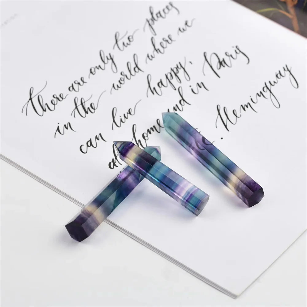 100% Natural Green Purple Fluorite Wand - Healing Crystal Quartz Point Gemstone for Home Decor, Meditation & Energy Healing | Perfect Gift for Spiritual & Wellness Enthusiasts