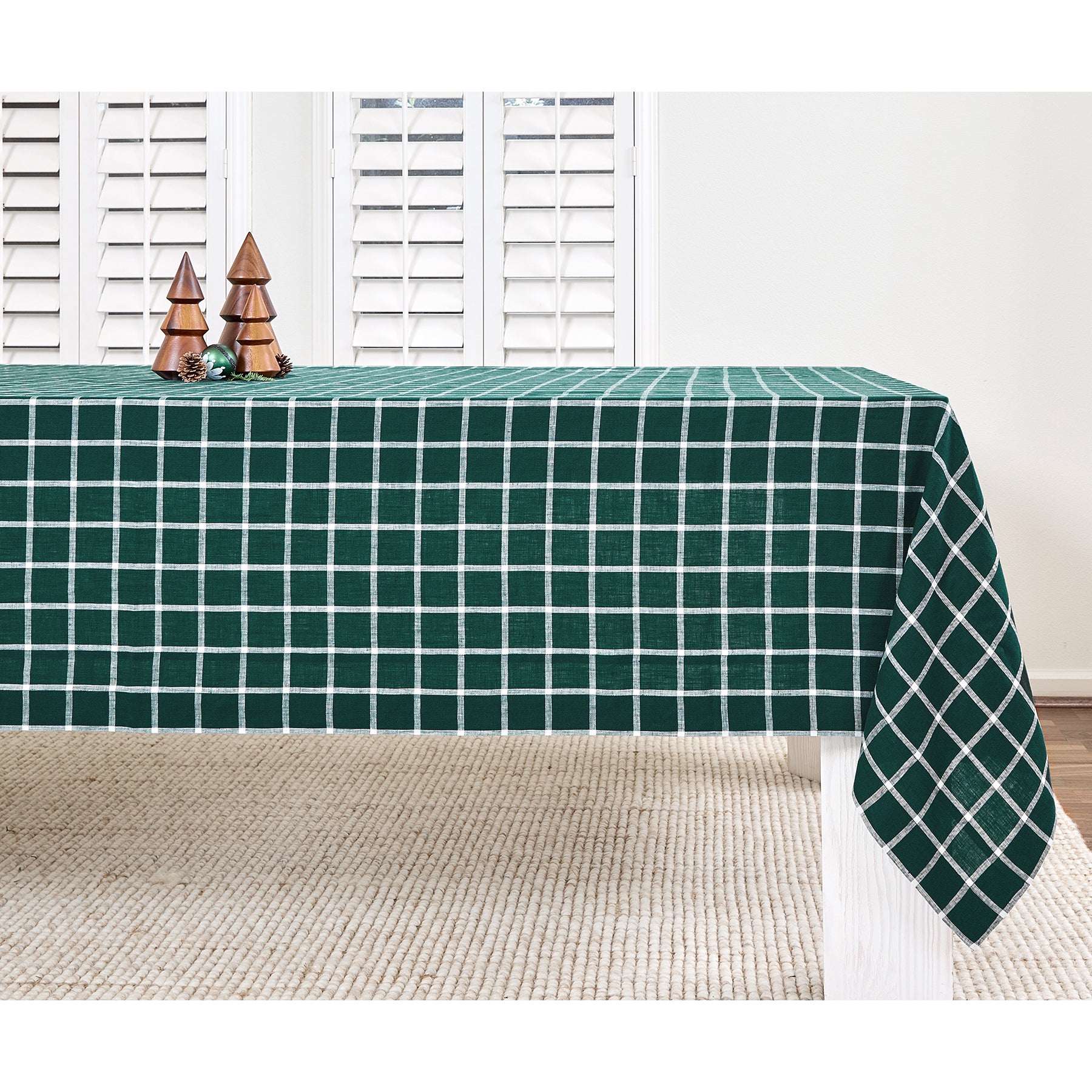 Elegant Windowpane Tablecloth - Classic Checkered Design for Dining Room & Kitchen Decor - Perfect for Parties, Holidays & Everyday Use