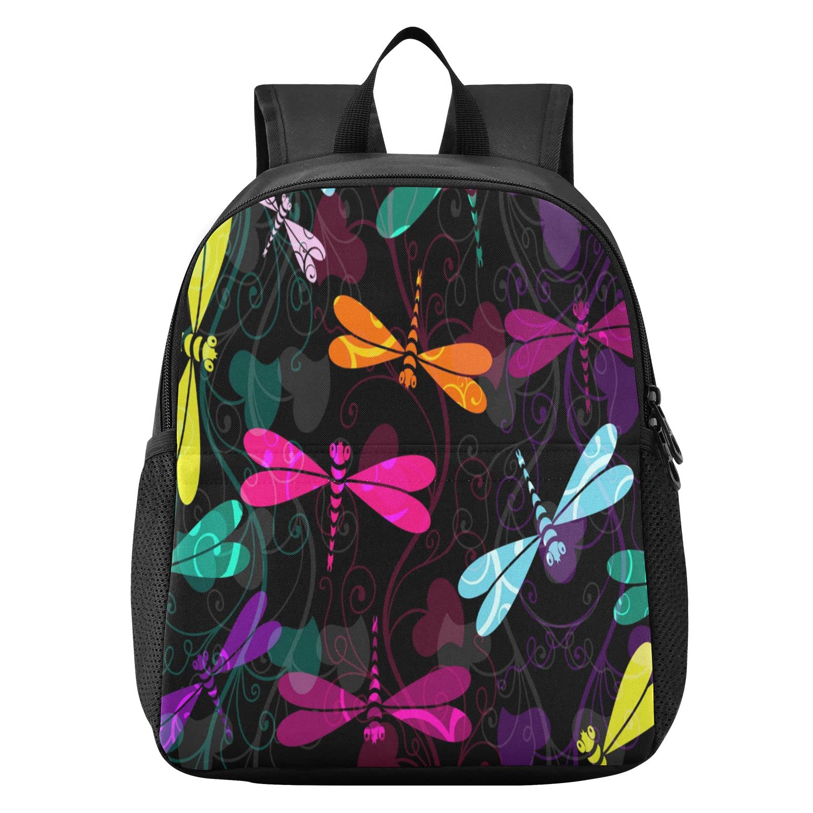 Blueangle Dragonfly Colorful Flower Print Waterproof Backpack - Lightweight School Backpack for Boys & Girls Ages 2-6 | Perfect for Preschool, Daycare & Outdoor Adventures