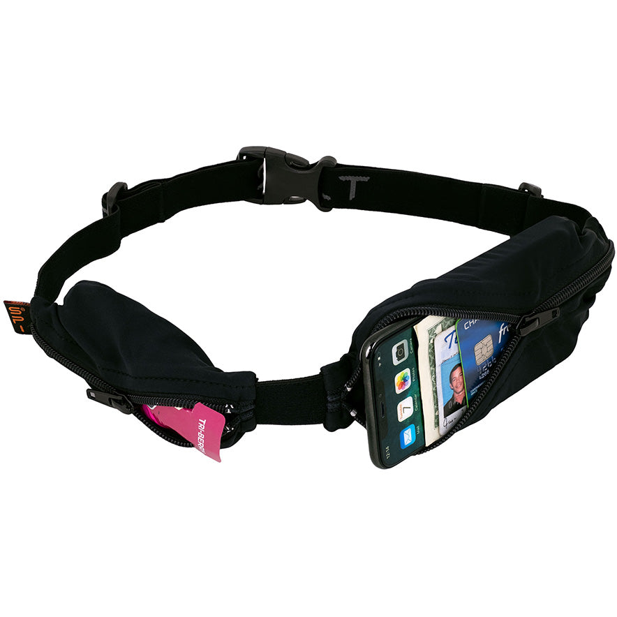 DOUBLE POCKET SPIBELT - Running Waist Pack with Secure Zipper Pockets for Phone, Keys & Essentials - Perfect for Jogging, Hiking & Workouts