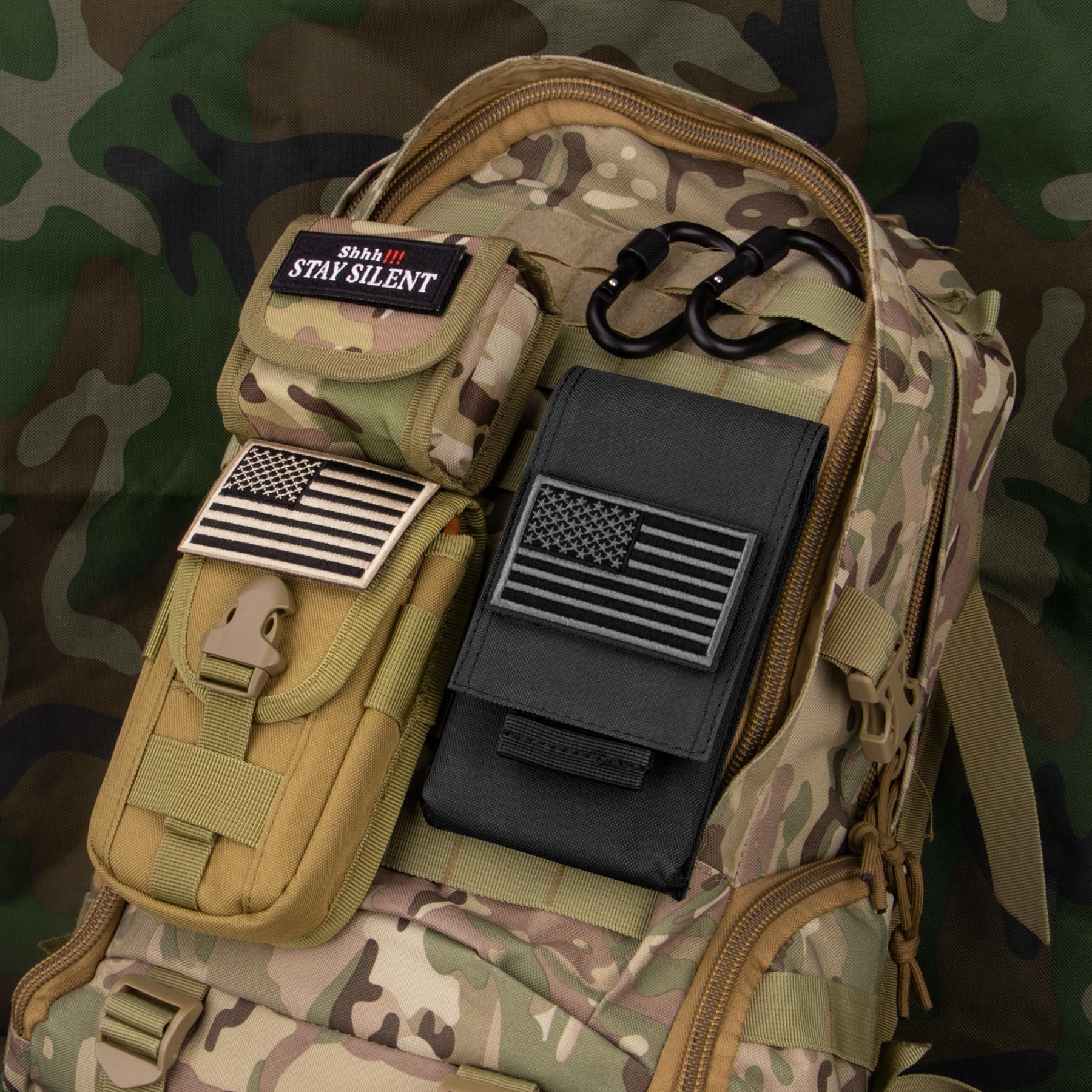 IronSeals Tactical MOLLE Phone Pouch Holster - Waist Belt Pouch with Quick Release Tab for iPhone 16 Pro Max/16 Pro/16/15 Pro Max/14 Pro Max/13 Pro Max/12 Pro Max/11 Pro Max - Perfect for Hiking, Camping & Outdoor Adventures