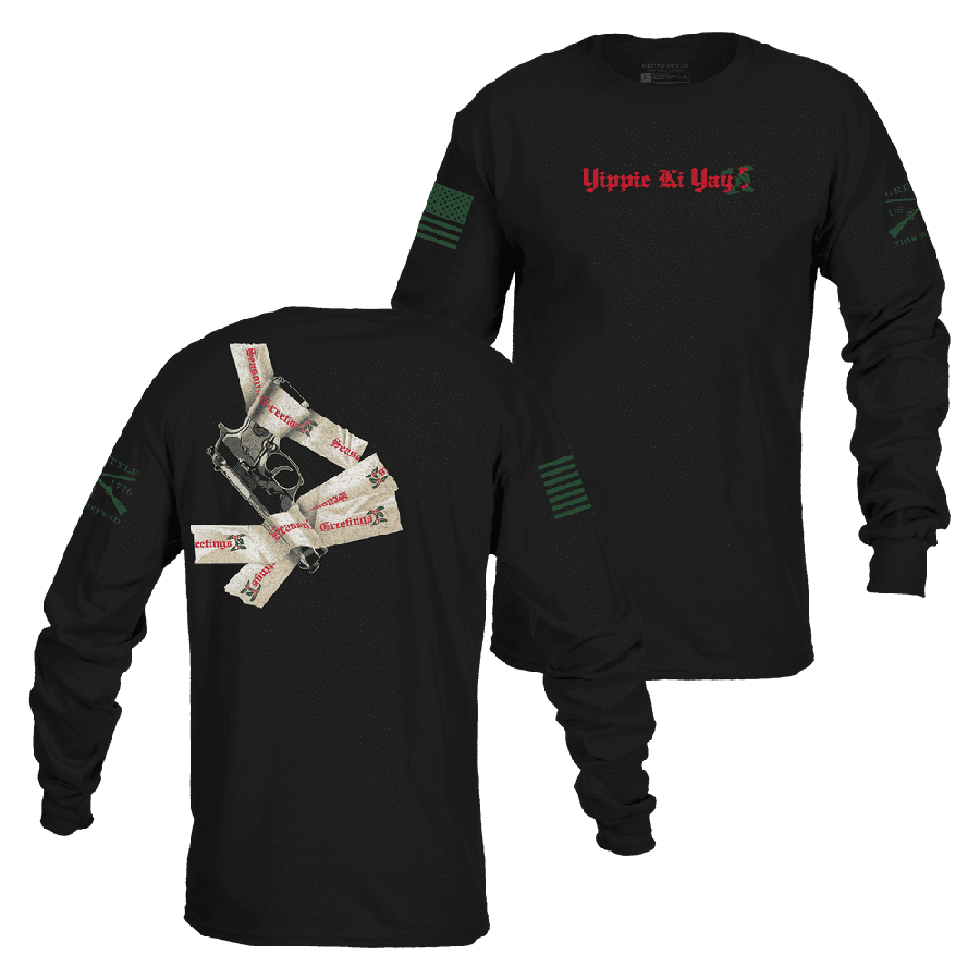 Yippie Ki Yay 2.0 Black Long Sleeve T-Shirt - Casual Wear & Street Style Fashion for Men