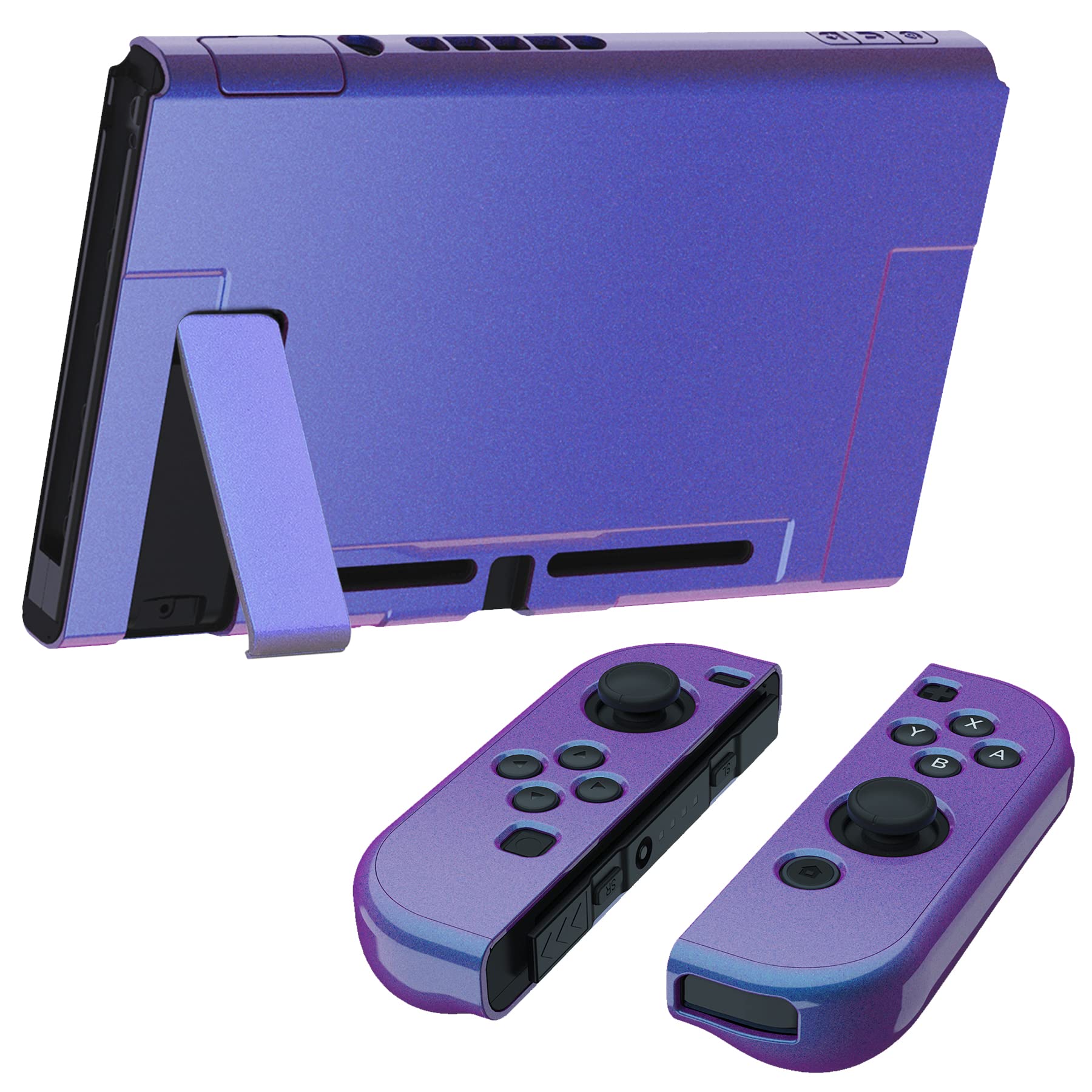 PlayVital Ergonomic Grip Case for Nintendo Switch - Upgraded Shock-Absorbent Protective Hard Cover with Anti-Scratch & Dockable Design - Durable Gaming Accessories in Chameleon Purple Blue - Perfect for Handheld & TV Mode Gaming