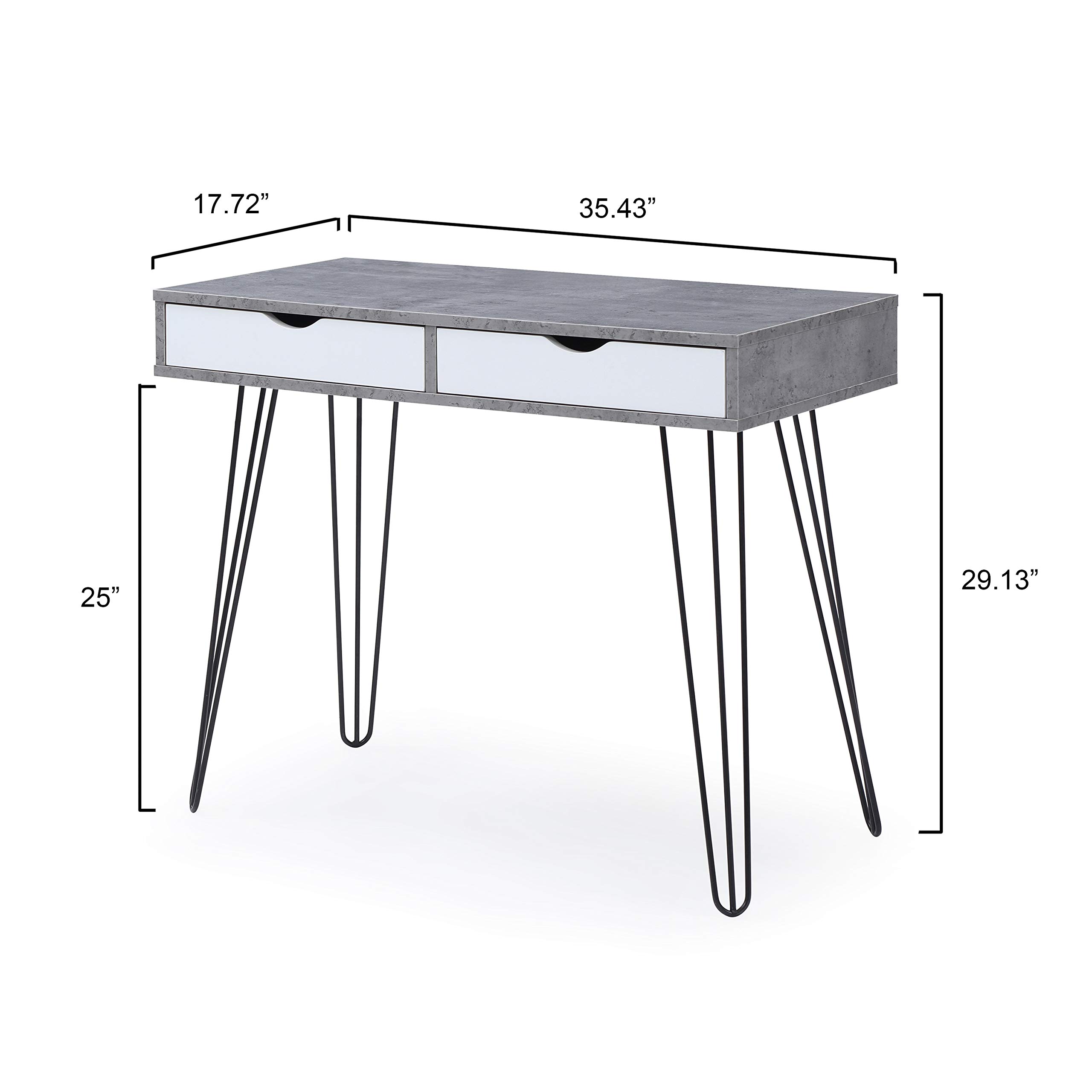 Modern Small Desk with Drawers - Laurel Computer Desk for Bedroom, Home Office & Dorm | Stylish Writing Table with Marble Design | Perfect for Study, Work & Vanity (Gray)