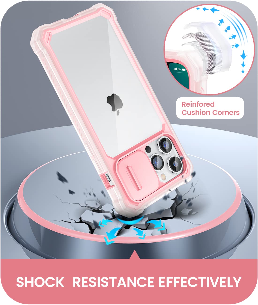 Shockproof iPhone 13 Pro Max/12 Pro Max Case with Slide Camera Cover & Built-in Screen Protector - Heavy Duty Protective Phone Cover for 6.7