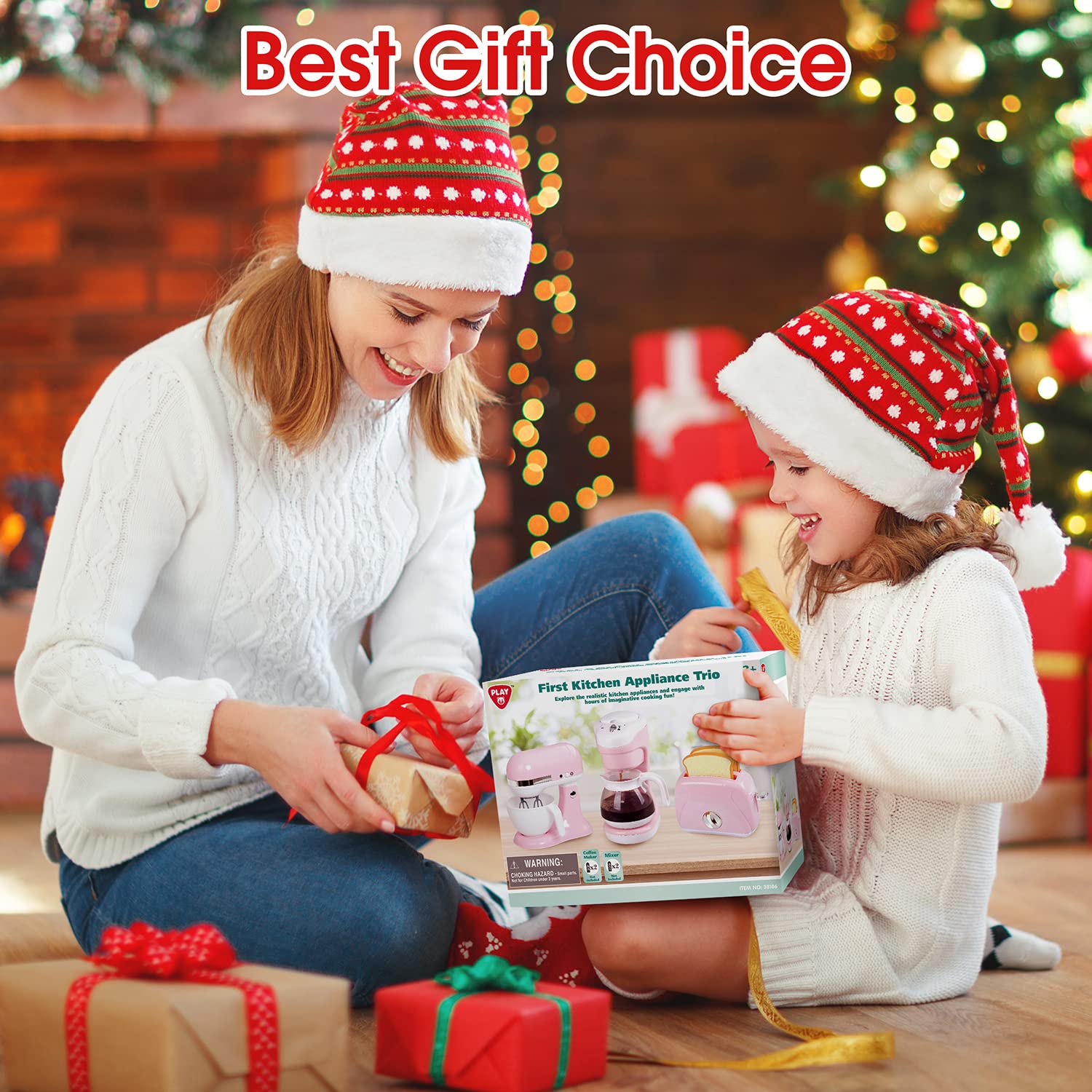 **Realistic Kids Play Kitchen Set with Coffee Maker, Mixer & Toaster - Pretend Cooking Toys for Ages 3-8, Light & Sound Effects - Perfect Gift for Girls & Boys - Fun for Role Play & Early Learning**