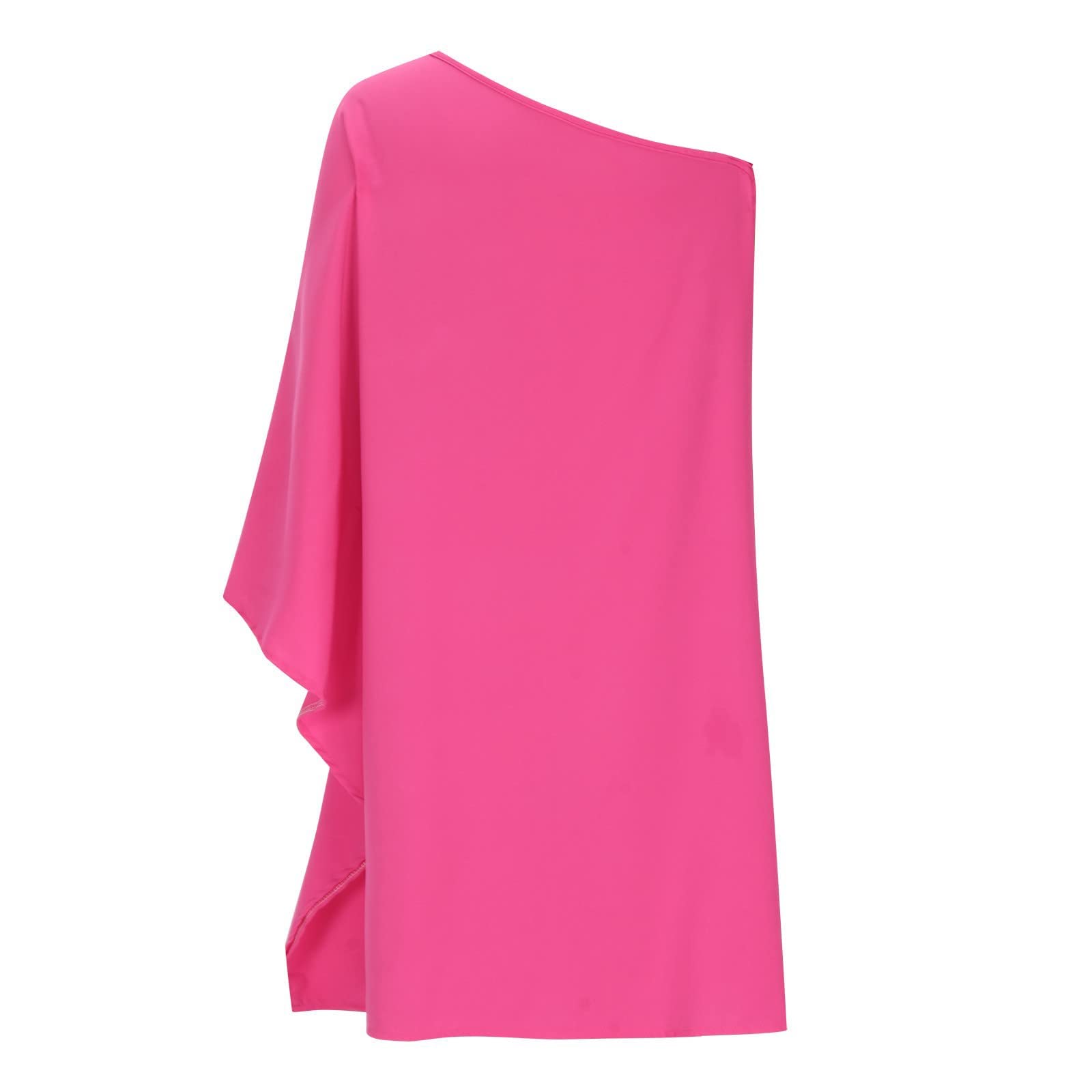 Women's Summer Casual Cocktail Dress - Loose Fit Solid Color One Shoulder Doll Sleeve Party Dress | Perfect for Beach Vacations, Date Nights & Summer Weddings