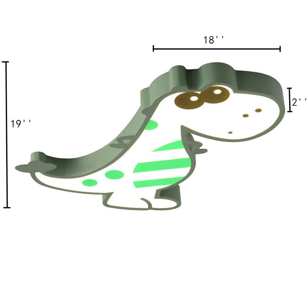 RUNNUP Dinosaur LED Flush Mount Ceiling Light - Stepless Dimming Kids Room Lighting, Modern Nursery Chandelier for Bedroom, Living Room & Playroom - Green Dino Decor (Perfect for Children's Bedroom, Play Area & Themed Party Decor)