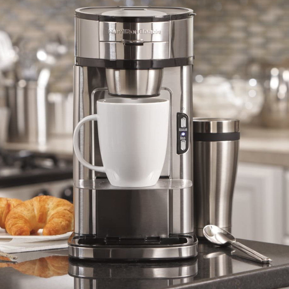 Hamilton Beach 49981A Single Serve Coffee Maker with Scoop - Perfect for Home, Office, or Dorm Room - Brews Delicious Coffee in Minutes