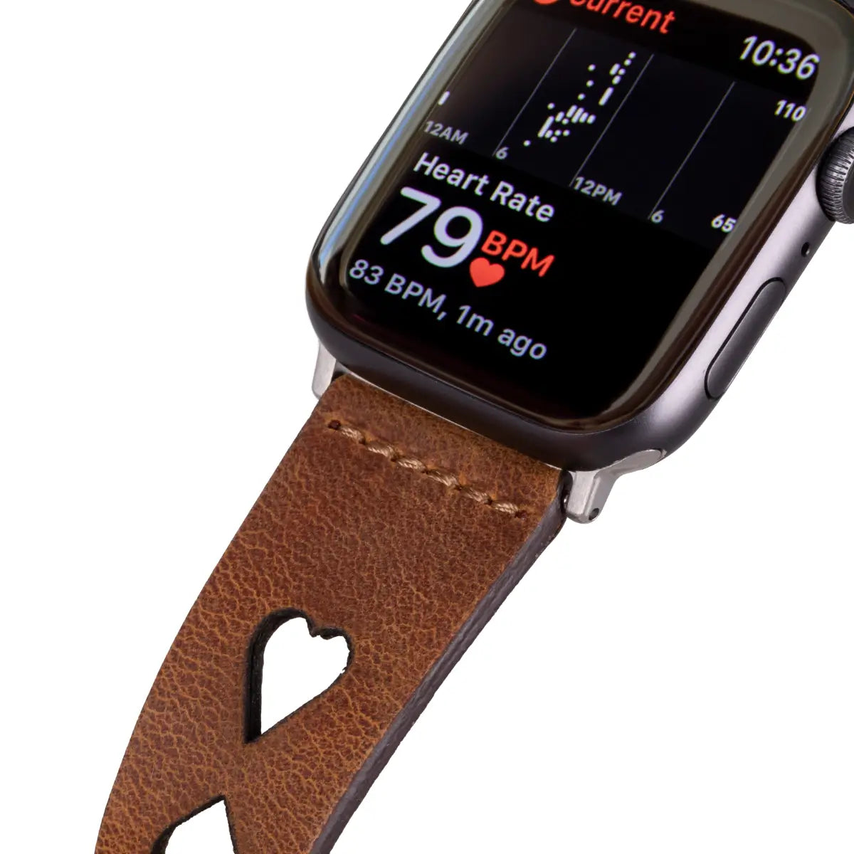 Premium Camel Brown Leather Sport Band for Apple Watch - Durable & Stylish Strap for Workouts & Everyday Wear - Compatible with All Apple Watch Models (Avesta)
