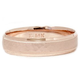 14K Rose Gold Hammered Men's Wedding Band - 6mm Comfort Fit Ring for Men, Perfect for Engagement, Anniversary & Everyday Wear