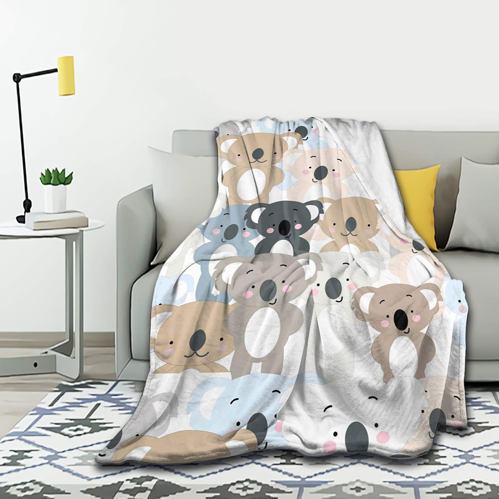 **MYSTCOVER Cute Koala Blanket - Soft Flannel Throw, Lightweight & Cozy Plush Quilt (60