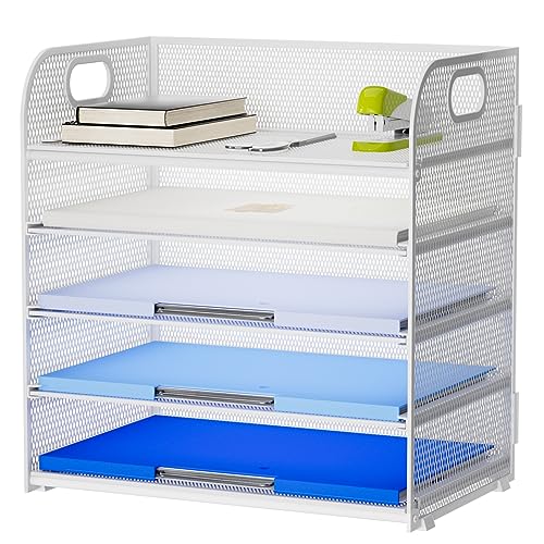 5 Tier Mesh File Organizer-white