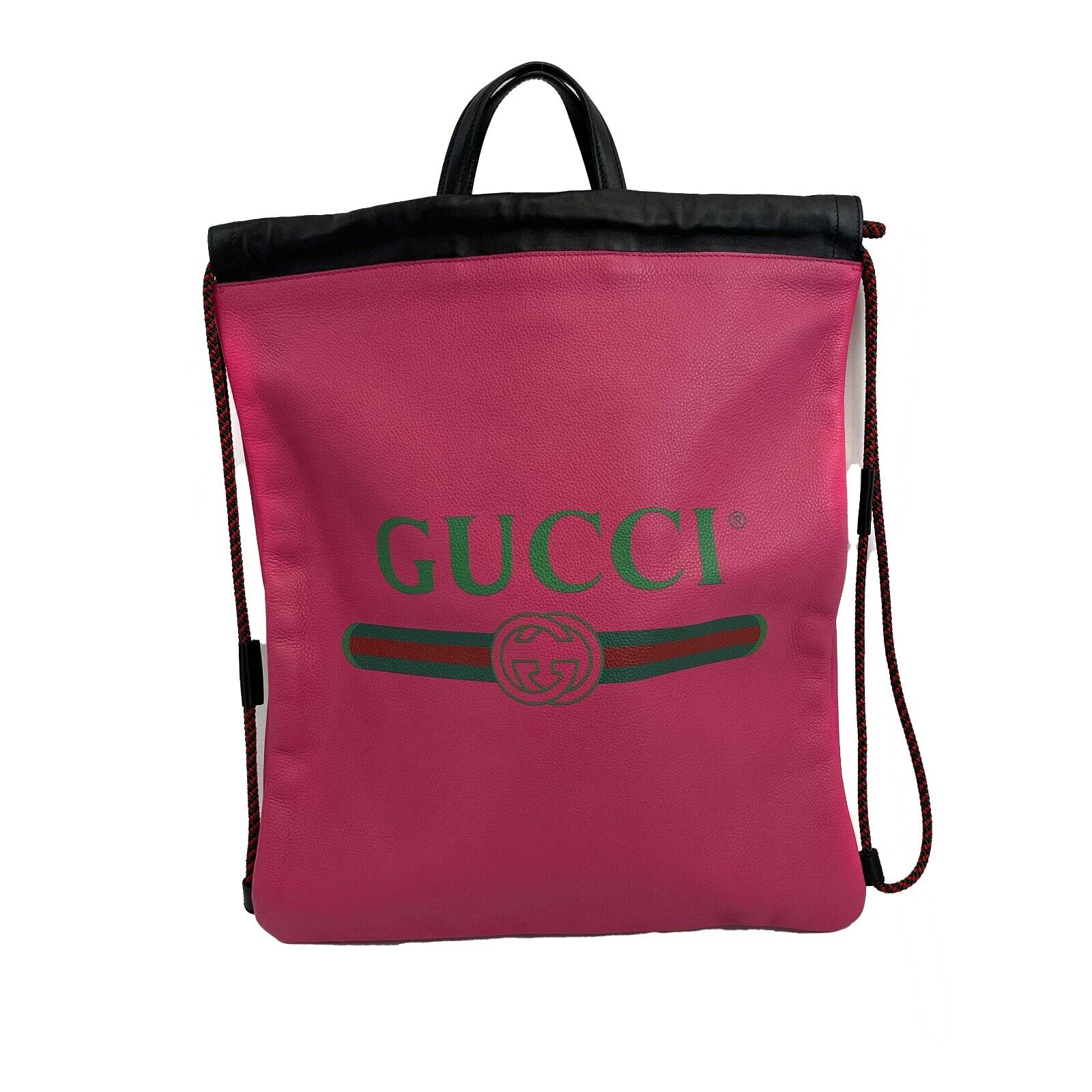 Gucci Pink Logo Drawstring Backpack with Top Handle - Stylish Designer Backpack for Women, Travel, School & Everyday Use