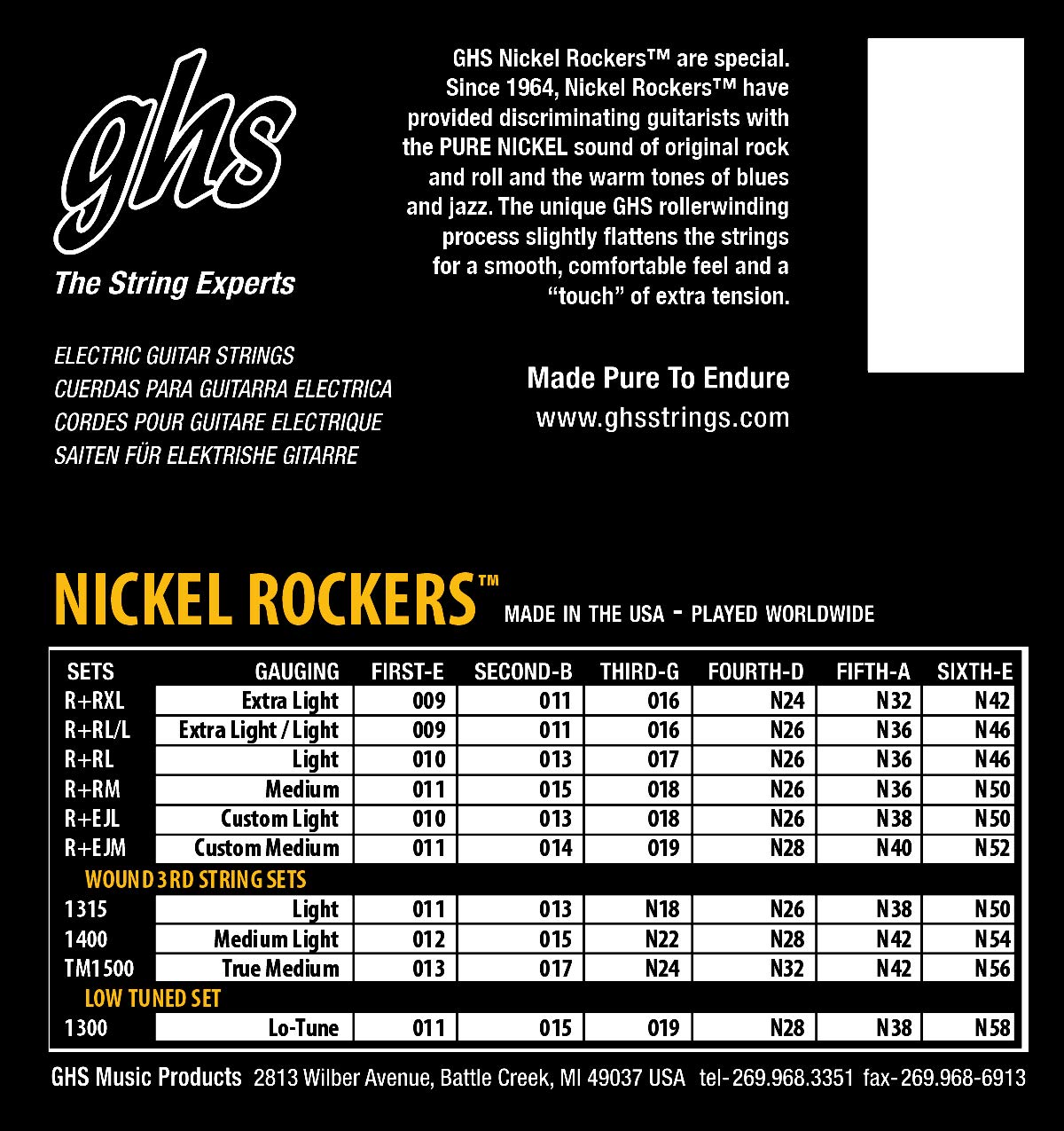 GHS BNR-XL Electric Guitar Strings - Burnished Nickel Rockers, Polished Pure Nickel, Extra Light 9-42 Gauge (Pack of 3) | Perfect for Rock, Blues & Studio Recording