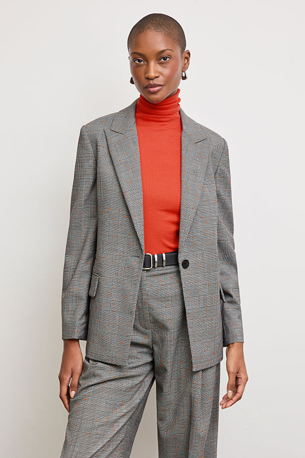 Rina Sculptural Pants - Sharkskin Mixed Check High Waist Trousers for Women | Perfect for Office, Casual Wear & Night Out