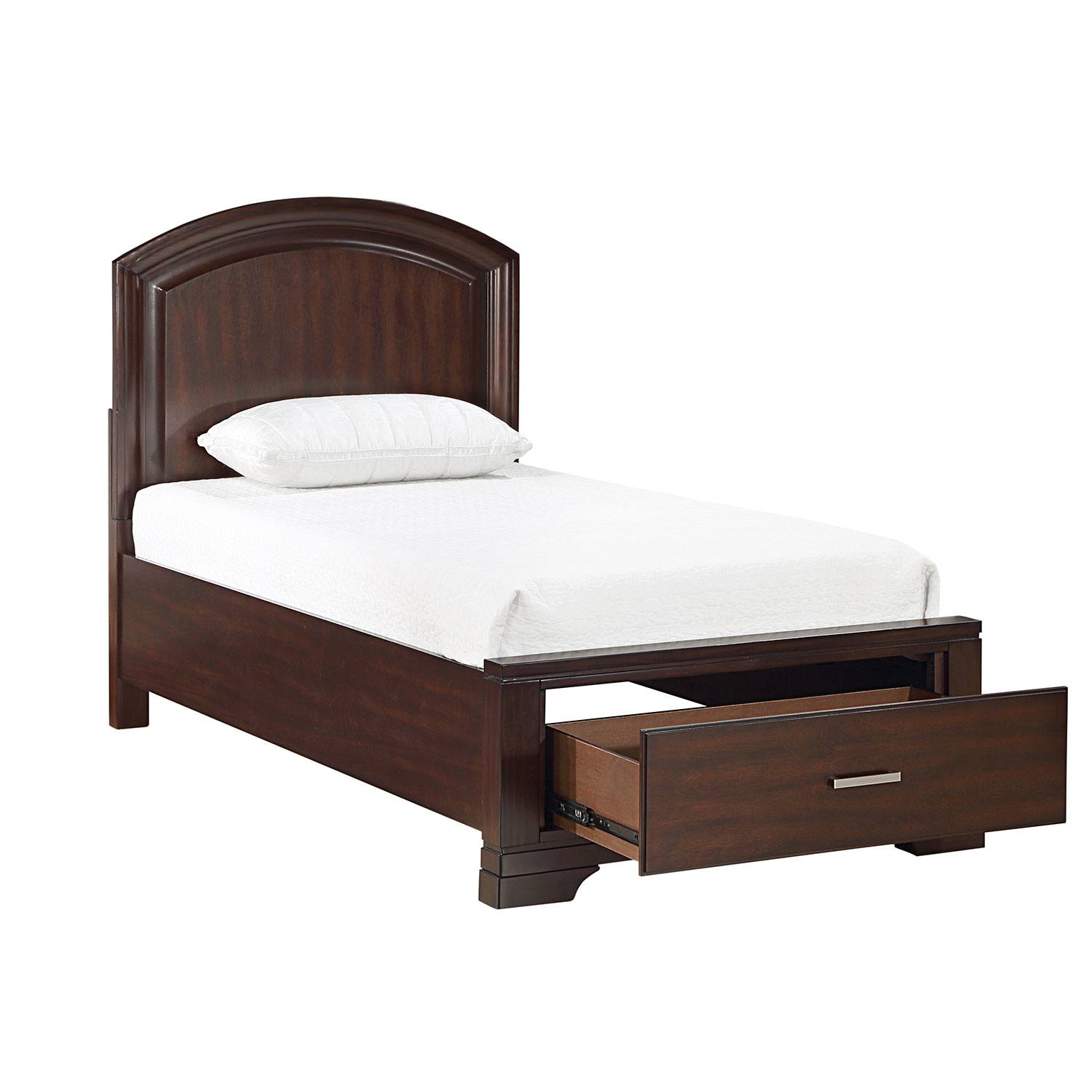 5-Piece Twin Storage Bedroom Set in Cherry Finish - Arista Space-Saving Bedroom Furniture for Small Rooms & Apartments