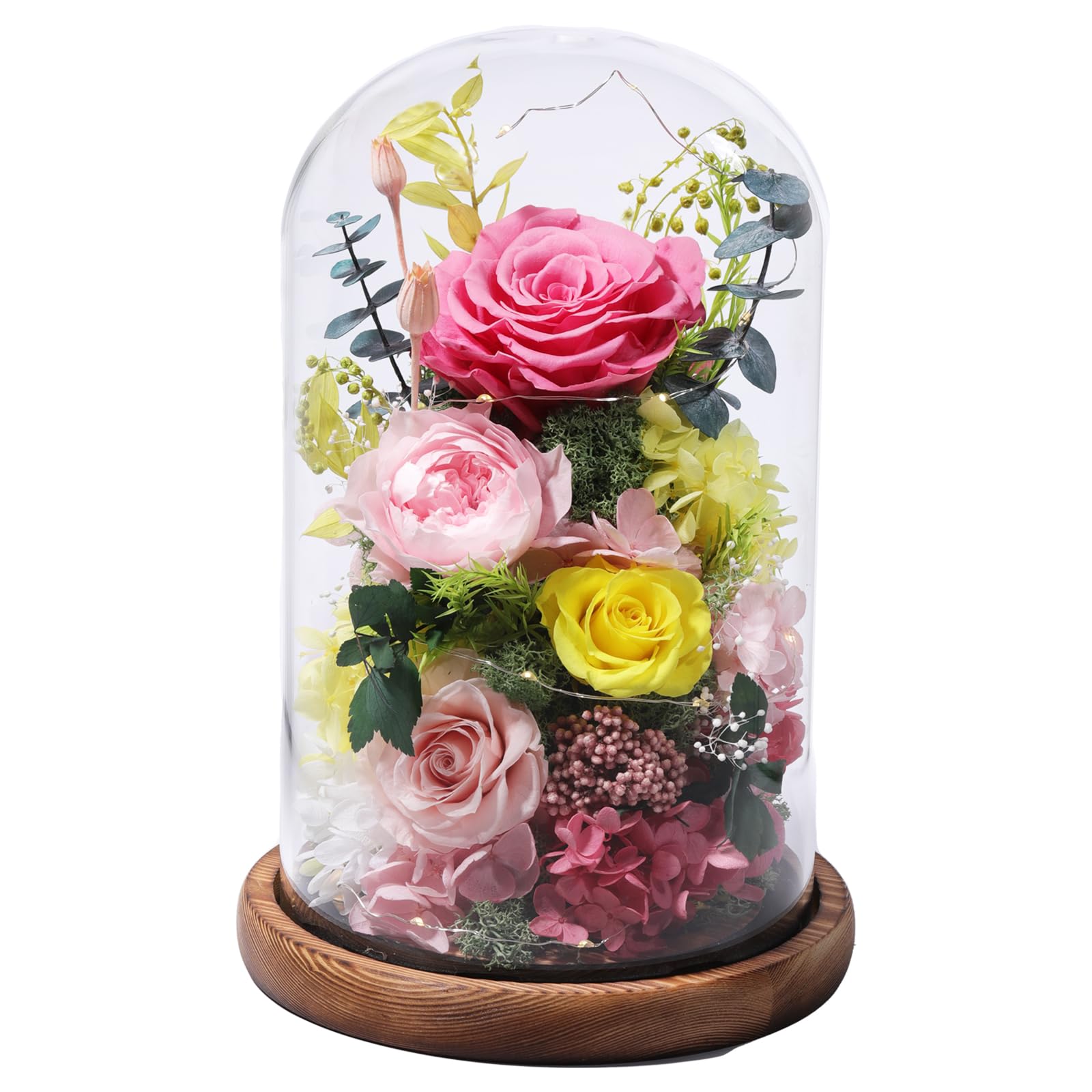 Preserved Pink Rose in Glass Dome - Forever Flowers for Birthday Gifts, Home Decor | Perfect for Women, Mom, Grandma & Friends | Ideal for Anniversaries, Valentine's Day & Home Decoration