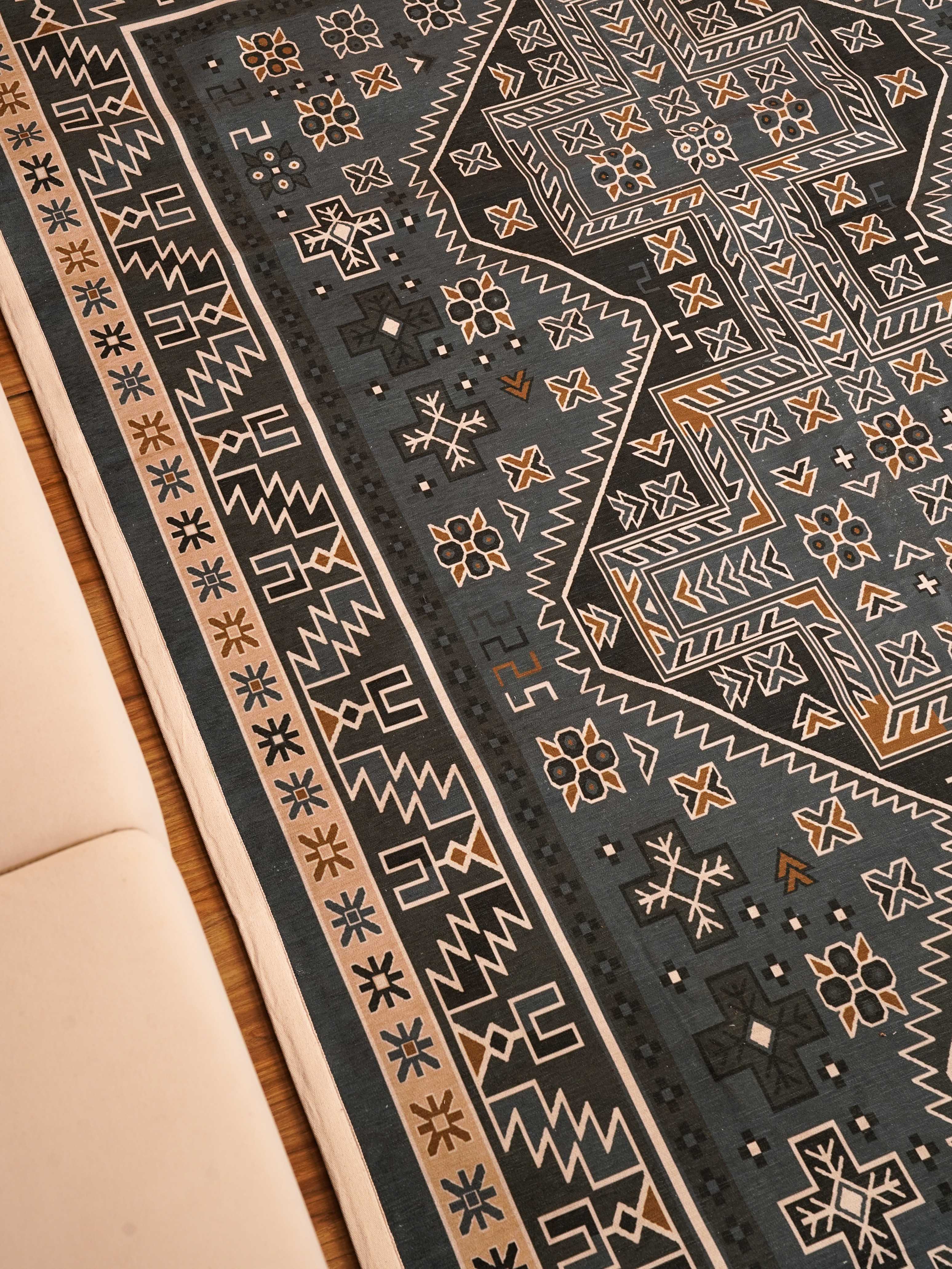 Hand Woven Printed Cotton & Polyester Area Rug - Oriental Multicolor Design - Non-Slip Living Room, Bedroom & Dining Room Decor