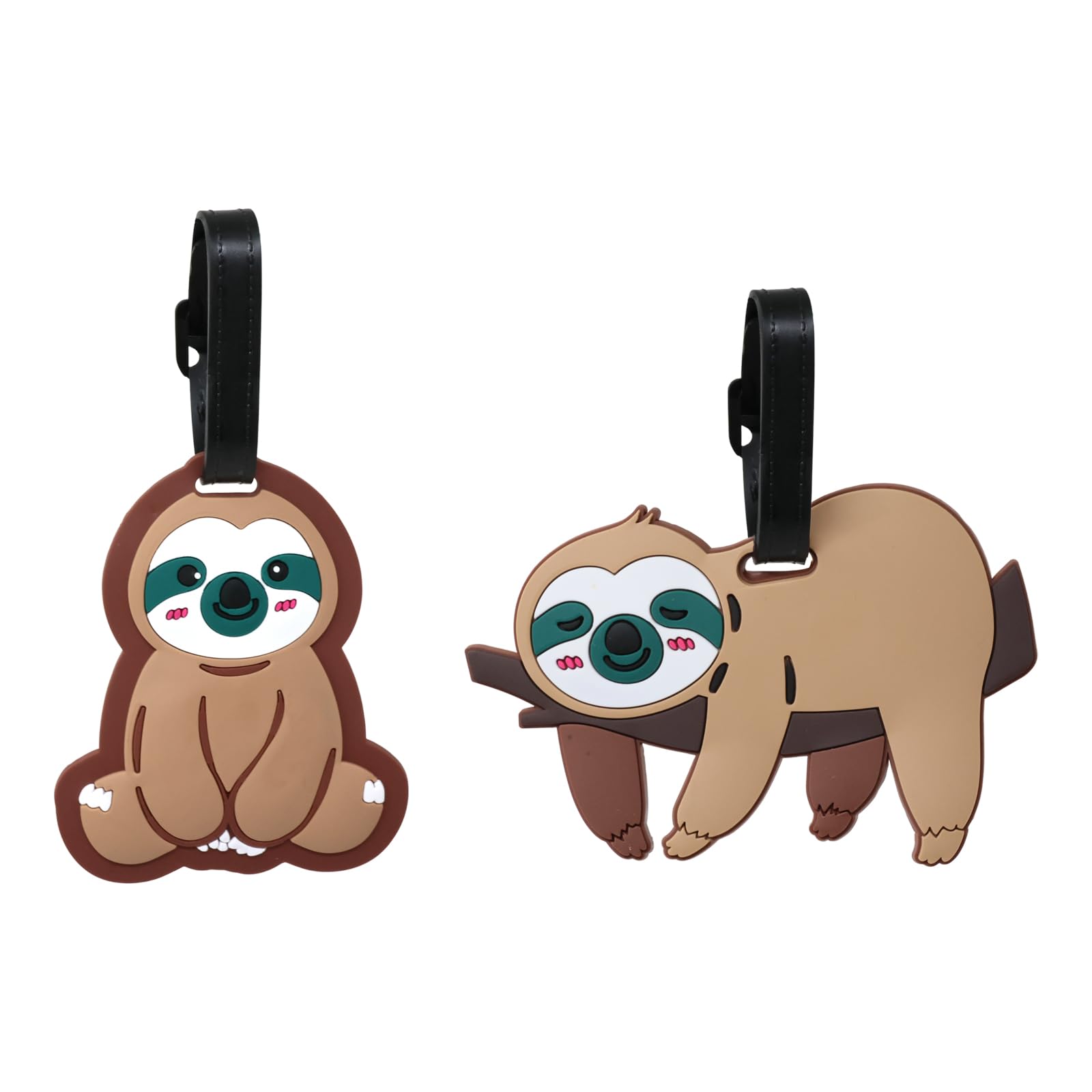 Honbay 2PCS Cute Cartoon Sloth Silicone Luggage Tags - Waterproof Travel Baggage ID Tags for Suitcases, Backpacks & Bags - Perfect for Air Travel, Cruise Vacations & Family Trips