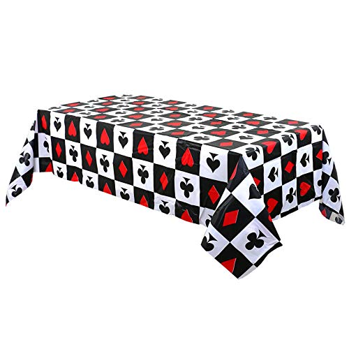2-Pack Poker Theme Party Tablecloths 54 x 108 Inch - Las Vegas Casino Birthday Party Decorations, Poker Night Supplies for Game Room, Casino Night, and Themed Party Decor