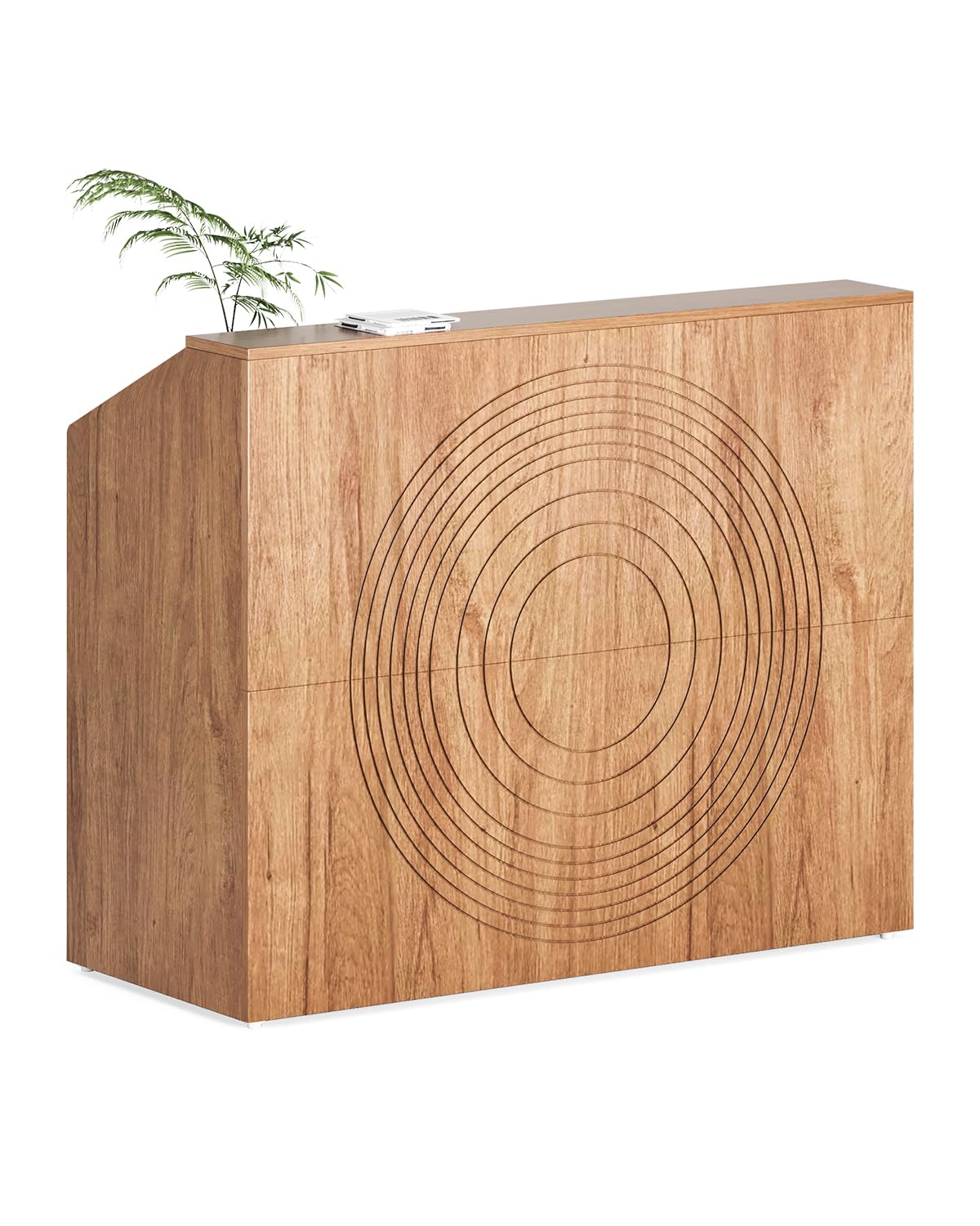 47-Inch Oak Reception Desk with Counter - Modern Lobby Welcome Table for Office, Beauty Salon & Retail Checkout - Durable & Stylish Front Desk for Professional Spaces