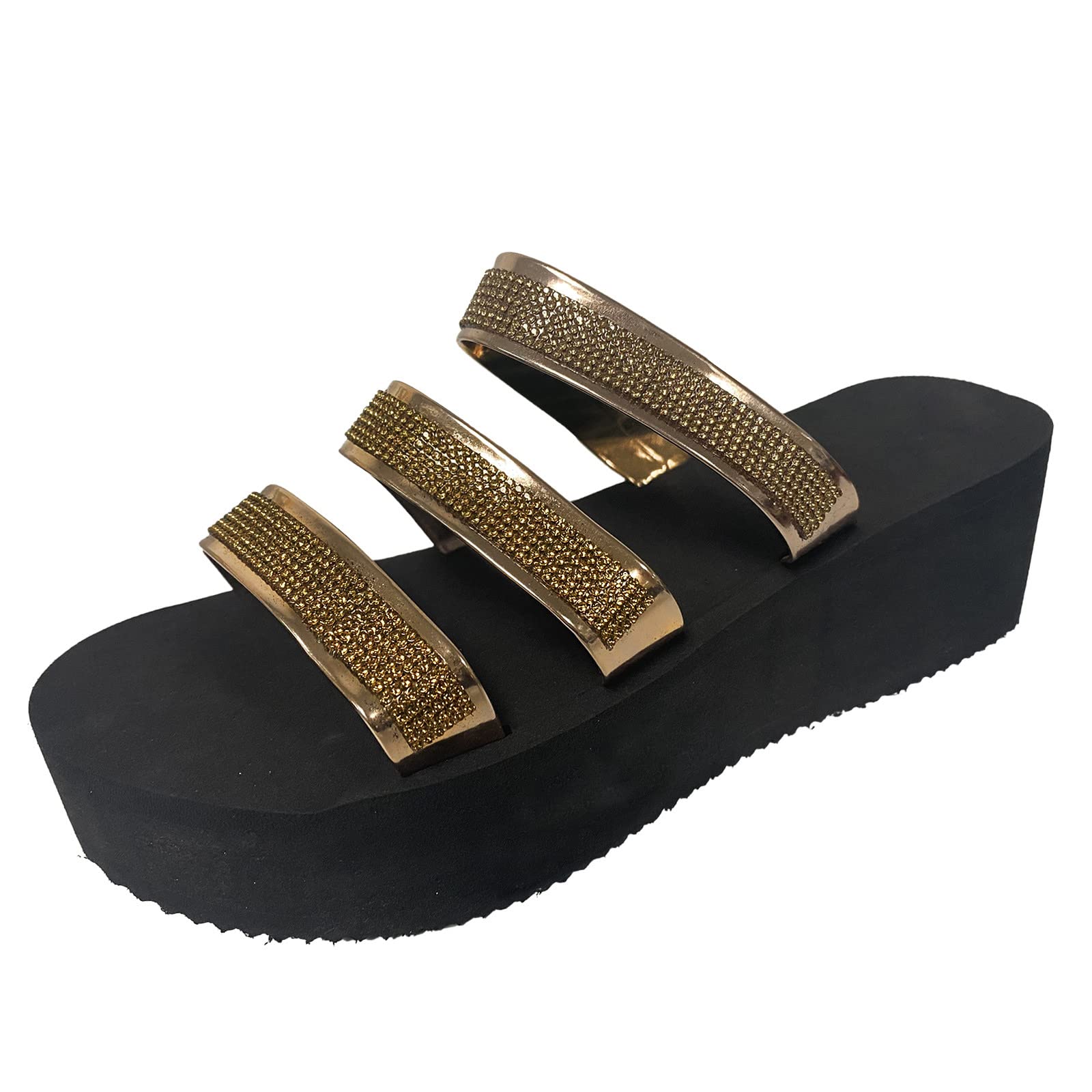 Women's Fashion Rhinestone Open Toe Platform Wedge Sandals - Summer High Heel Shoes for Beach, Party & Casual Outfits