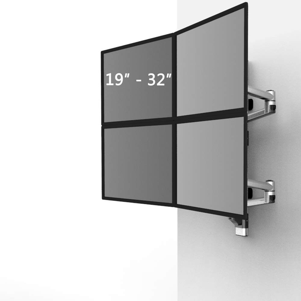 Continews 4 Monitor Wall Mount with Swivel Arm for Office Setup