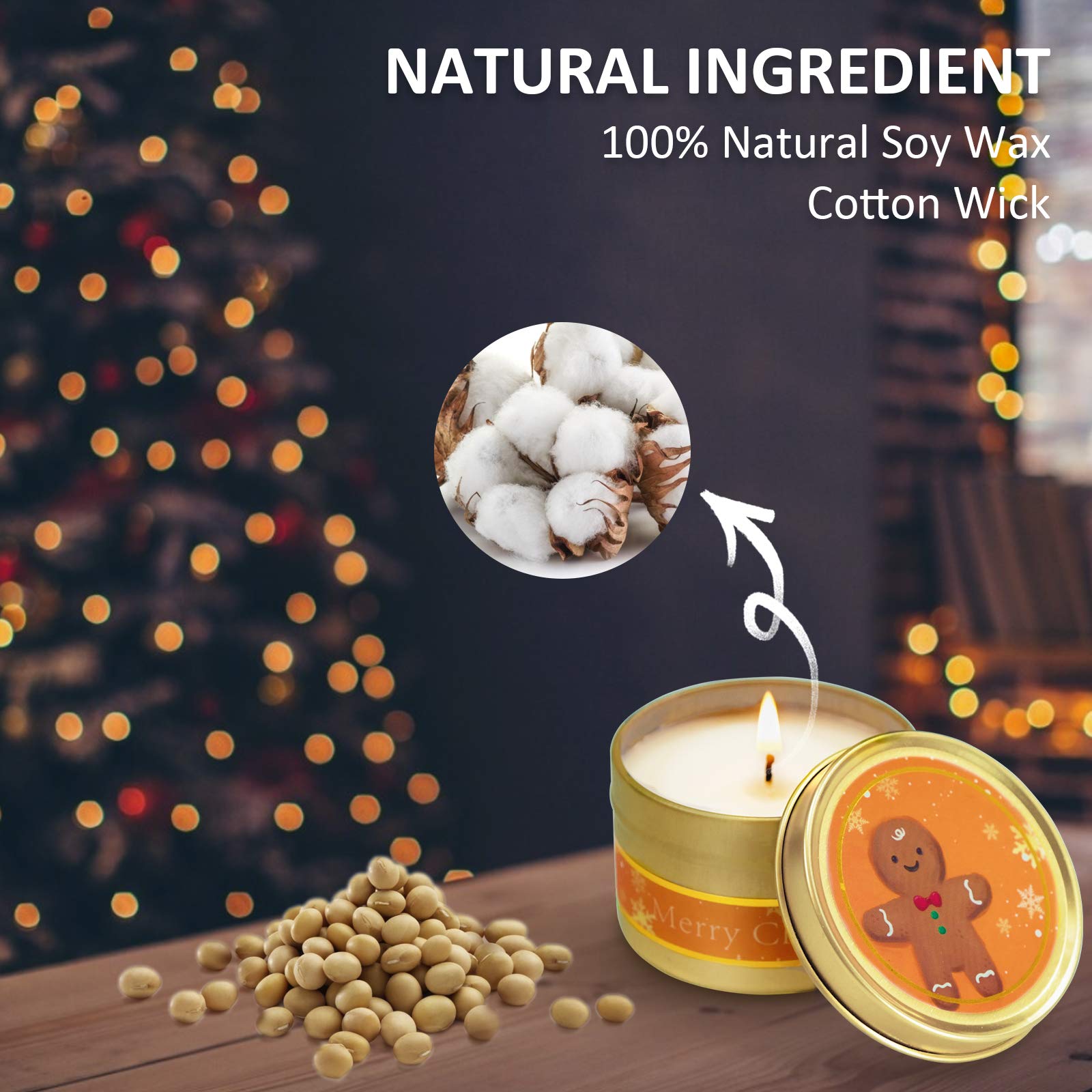 STRN Christmas Scented Candles Gift Set - 4 Pack Holiday Candles in Travel Tins (Apple Cinnamon, Gingerbread, Noble Wine, Winter Cedarwood) for Home Decor, Cozy Ambiance & Thoughtful Gifts