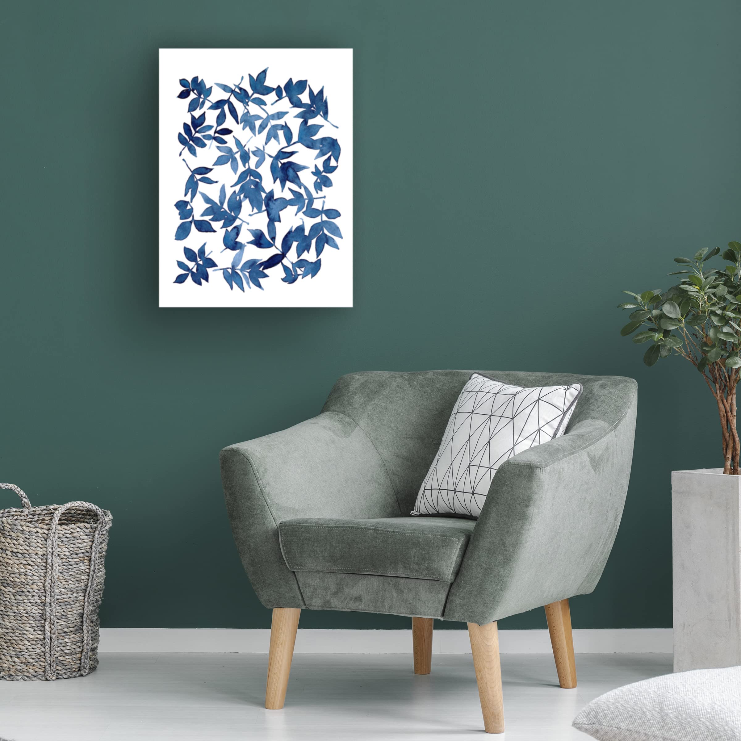 Trademark Fine Art 'Indigo Fallen Leaves I' Canvas Wall Art Print by Emma Scarvey - Modern Home Decor for Living Room, Bedroom & Office