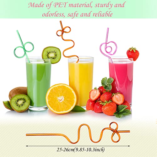 Colorful Reusable Crazy Straws - 10 Fun Designs (180 Pcs) for Birthday Parties, Carnivals & Classroom Activities | Silly Twisted Loop Bendy Drinking Straws for Kids & Adults