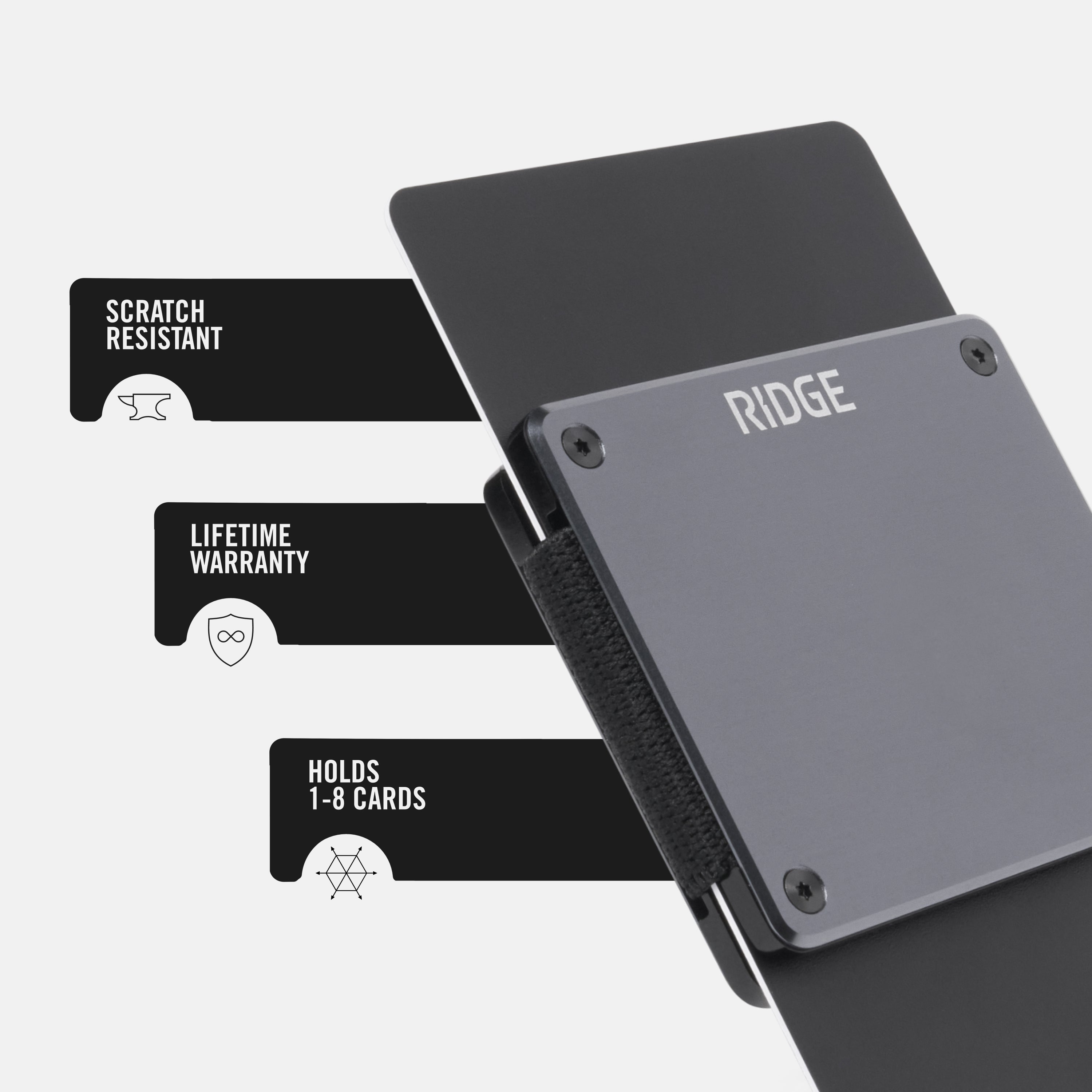 The Ridge Lite Slim Minimalist Wallet - Gunmetal Finish | RFID Blocking & Ultra-Thin Design | Perfect for Everyday Carry, Travel & Minimalist Lifestyle