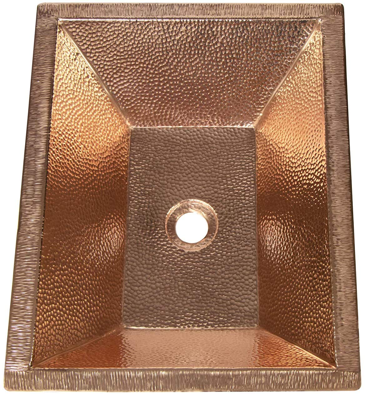18x14 Inch Mexican Hammered Copper Bathroom Sink - Handcrafted Rectangular Double Wall Copper Vessel Sink with Shiny Finish & Decorative Lip Hammering | Perfect for Rustic, Farmhouse & Southwestern Style Bathrooms