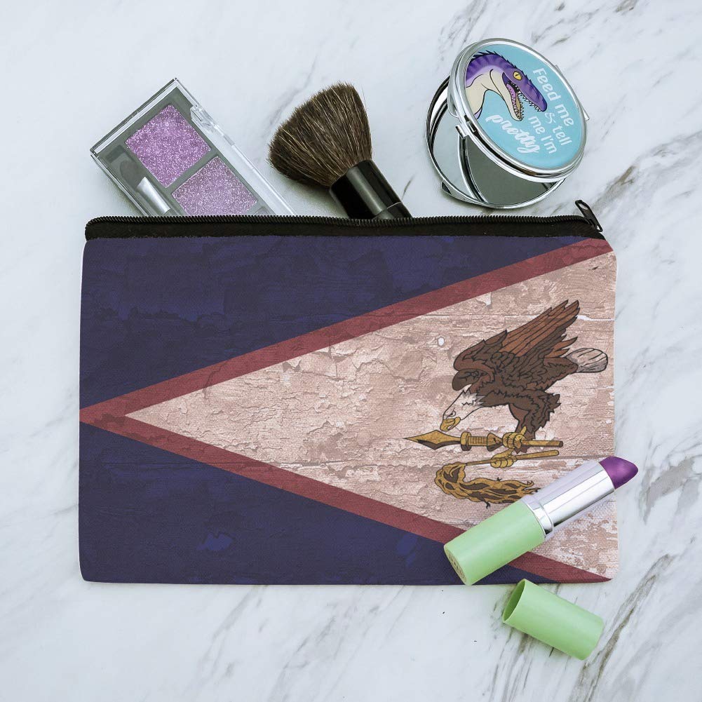 Vintage Distressed American Samoa Flag Makeup Bag - Waterproof Cosmetic Organizer Pouch for Travel, Gym & Daily Use | Rustic Style