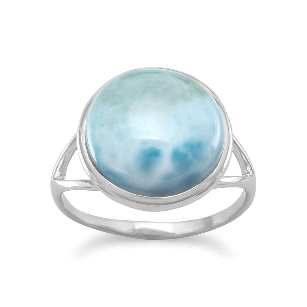925 Sterling Silver 12mm Larimar Ring Band - Split Shank Design, 1.5mm Bottom Width - Women's Jewelry Gift for Anniversary, Birthday & Special Occasions - Available in Sizes 5-11