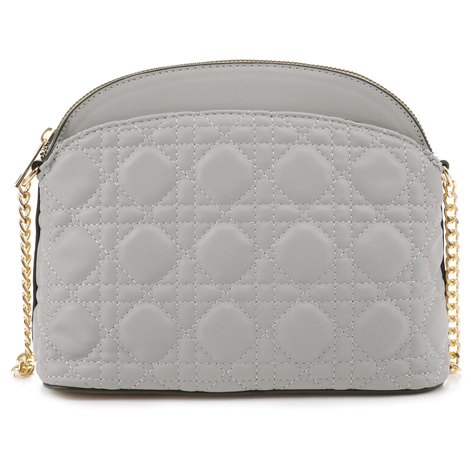 EVVE Quilted Crossbody Bag - Women's Lightweight Travel Purse with Chain Strap for Daily Use