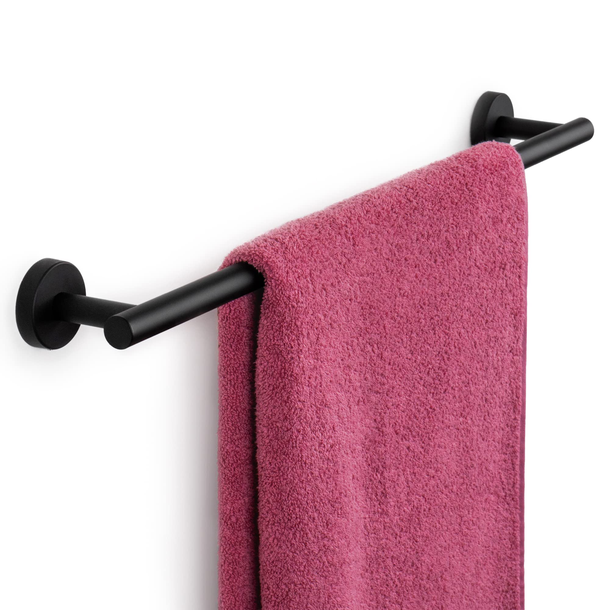 24 Inch Matte Black Towel Bar - Heavy Duty Stainless Steel SUS 304 Bathroom Towel Holder - Wall Mounted Towel Rack for Bathroom & Kitchen - Durable Hand Towel Storage Solution - Perfect for Modern Homes, Spas and Hotels