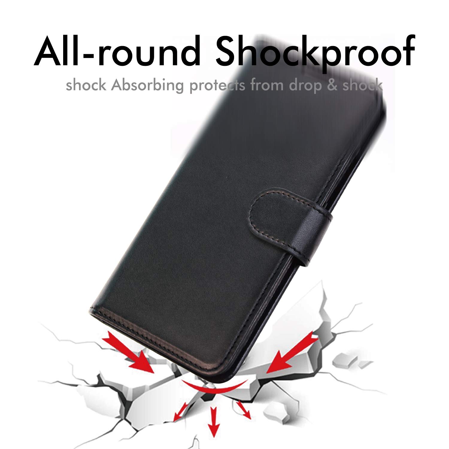 TECHGEAR iPhone 12 / 12 Pro Leather Wallet Case - Premium PU Leather Flip Cover with Magnetic Closure, Card Holder, Stand & Wrist Strap | Protective Phone Case for iPhone 12/12 Pro 6.1