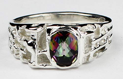 Mystic Fire Topaz Sterling Silver Men's Ring for Gifts & Special Occasions – SR197 | Elegant Jewelry for Weddings, Anniversaries & Daily Wear