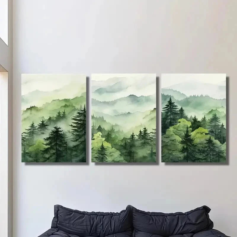 3-Piece Misty Cedar Forest Wall Art Set - Framed Canvas Prints 40x60cm - High Quality Australian Made - Ready to Hang - Perfect for Living Room, Bedroom & Office Decor