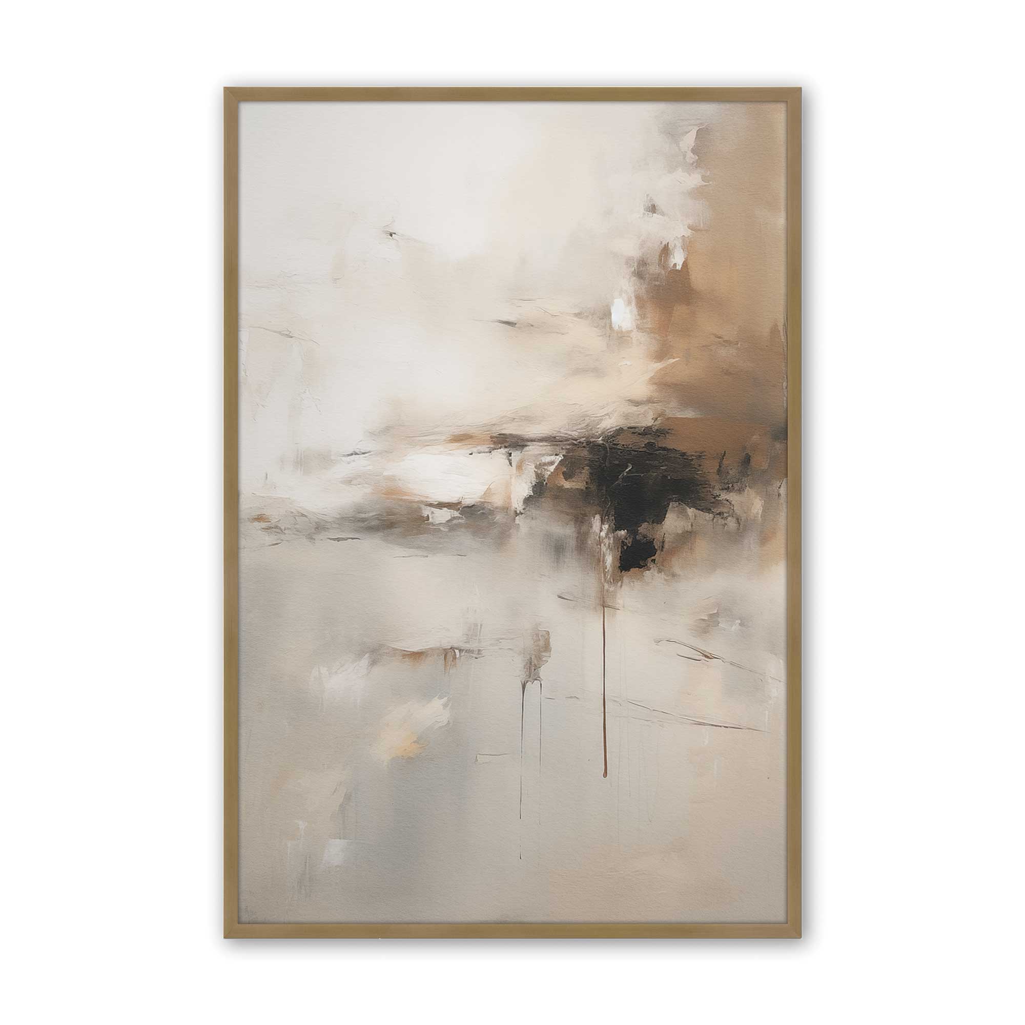 Elegant Gold Gilded Gust - Set of 3 Framed Wall Art Prints for Living Room, Bedroom & Office Decor